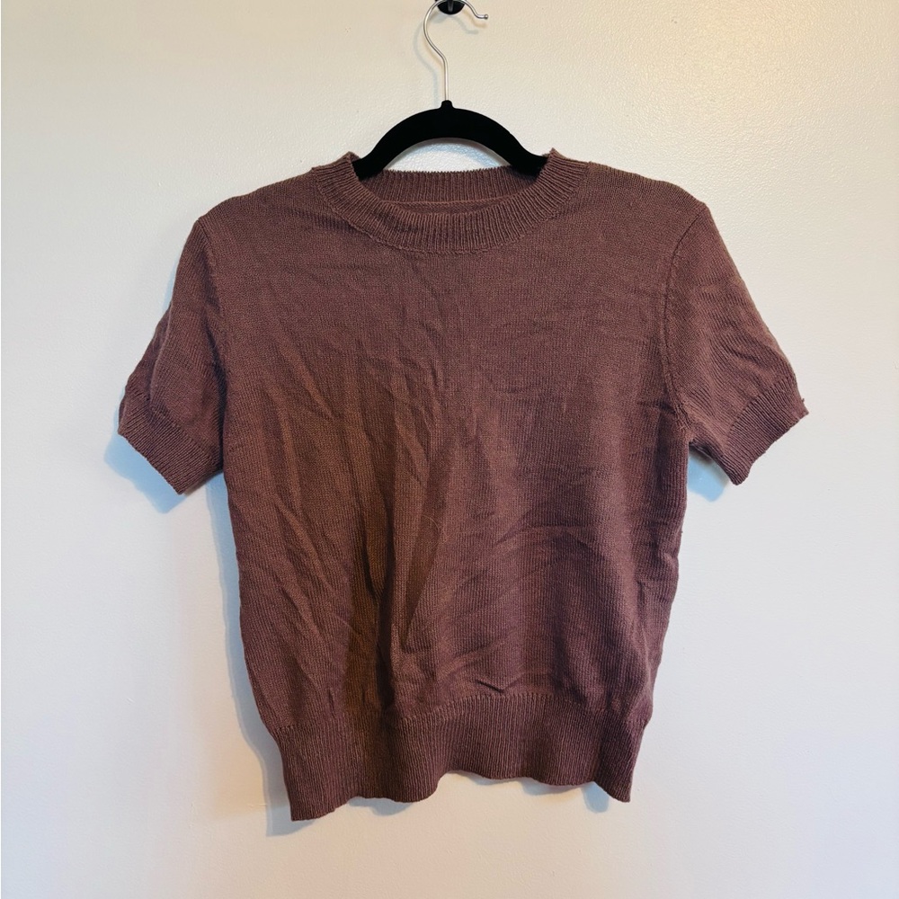 SHEIN brown short sleeve sweater top size medium